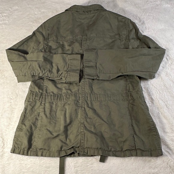 Talbots Military Field Jacket Olive Green Cargo Pockets Button Front Size Medium - Picture 7 of 9